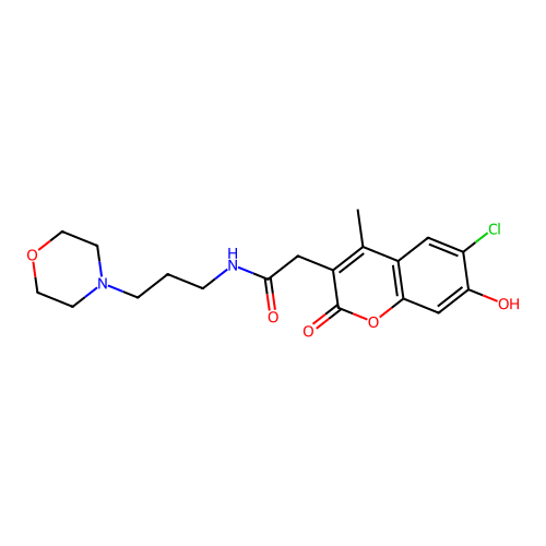 2-(6-chloro-7-hydroxy-4-methyl-2-oxo-2H-chromen-3-yl)-N-(3-morpholinopropyl)acetamide structure