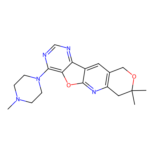 8,8-dimethyl-4-(4-methylpiperazin-1-yl)-7,10-dihydro-8H-pyrano[3'',4'':5',6']pyrido[3',2':4,5]furo[3,2-d]pyrimidine structure