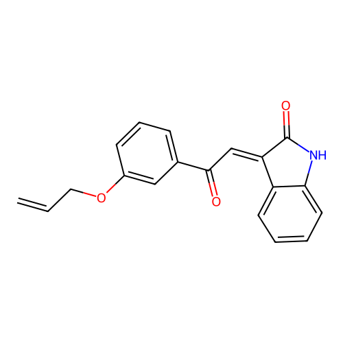 (3E)-3-[2-oxo-2-(3-prop-2-enoxyphenyl)ethylidene]-1H-indol-2-one structure
