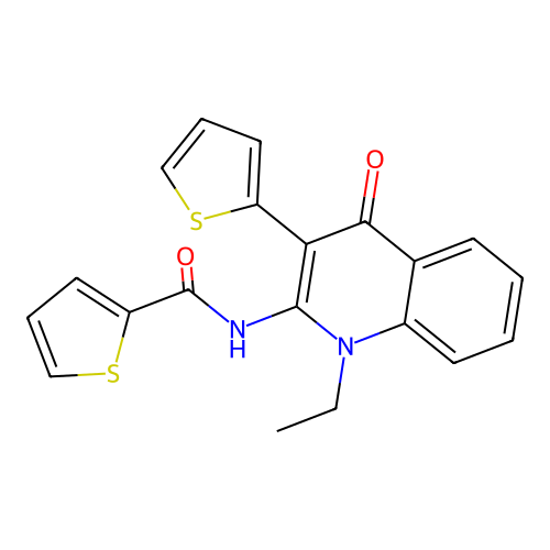 N-(1-ethyl-4-oxo-3-thiophen-2-ylquinolin-2-yl)thiophene-2-carboxamide structure