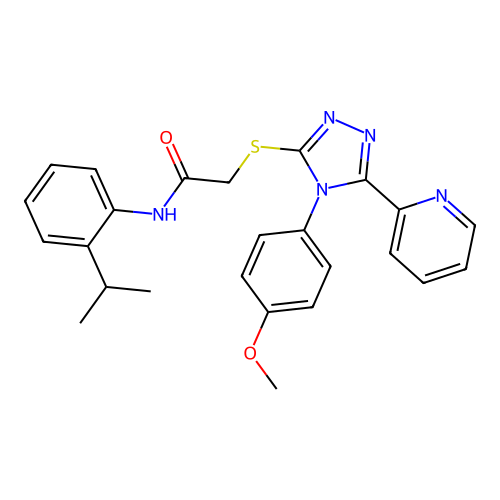 2-{[4-(4-methoxyphenyl)-5-(pyridin-2-yl)-4H-1,2,4-triazol-3-yl]sulfanyl}-N-[2-(propan-2-yl)phenyl]acetamide structure