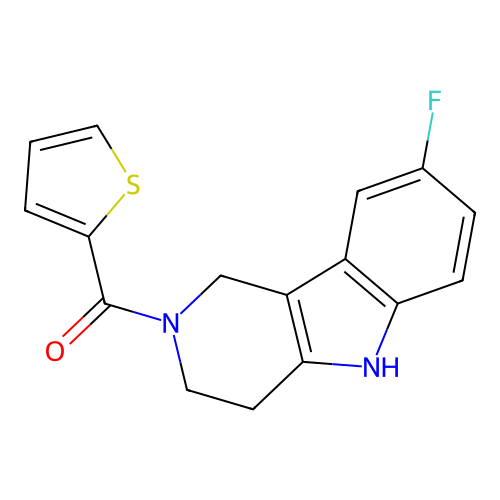 8-fluoro-2-(thiophene-2-carbonyl)-1H,2H,3H,4H,5H-pyrido[4,3-b]indole structure
