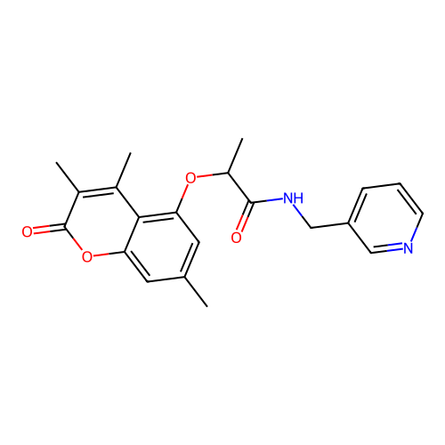 N-(pyridin-3-ylmethyl)-2-((3,4,7-trimethyl-2-oxo-2H-chromen-5-yl)oxy)propanamide structure