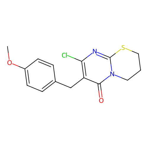 8-chloro-7-(4-methoxybenzyl)-3,4-dihydro-2H,6H-pyrimido[2,1-b][1,3]thiazin-6-one structure
