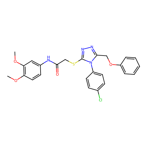2-{[4-(4-chlorophenyl)-5-(phenoxymethyl)-4H-1,2,4-triazol-3-yl]sulfanyl}-N-(3,4-dimethoxyphenyl)acetamide structure