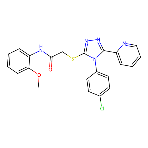 2-[[4-(4-chlorophenyl)-5-pyridin-2-yl-1,2,4-triazol-3-yl]sulfanyl]-N-(2-methoxyphenyl)acetamide structure