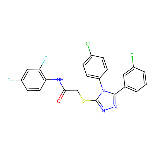 2-{[5-(3-chlorophenyl)-4-(4-chlorophenyl)-4H-1,2,4-triazol-3-yl]sulfanyl}-N-(2,4-difluorophenyl)acetamide structure