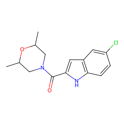 (5-chloro-1H-indol-2-yl)-(2,6-dimethylmorpholin-4-yl)methanone structure