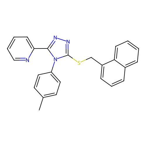 4-(4-Methylphenyl)-3-(naphthylmethylthio)-5-(2-pyridyl)-1,2,4-triazole structure