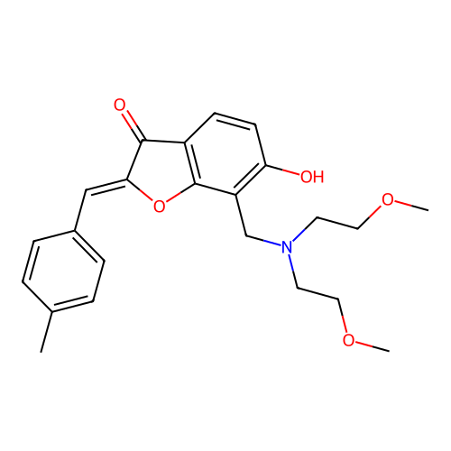 (Z)-7-((bis(2-methoxyethyl)amino)methyl)-6-hydroxy-2-(4-methylbenzylidene)benzofuran-3(2H)-one structure