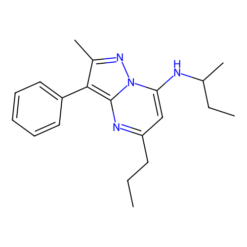 N-(sec-butyl)-2-methyl-3-phenyl-5-propylpyrazolo[1,5-a]pyrimidin-7-amine structure