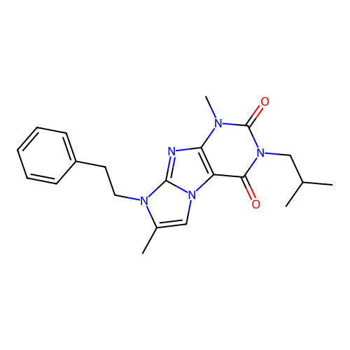 3-isobutyl-1,7-dimethyl-8-phenethyl-1H-imidazo[2,1-f]purine-2,4(3H,8H)-dione structure