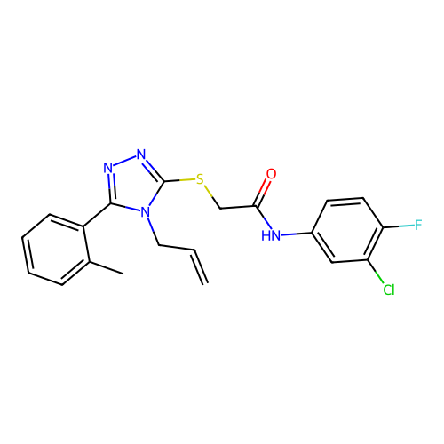 N-(3-chloro-4-fluorophenyl)-2-{[5-(2-methylphenyl)-4-(prop-2-en-1-yl)-4H-1,2,4-triazol-3-yl]sulfanyl}acetamide structure