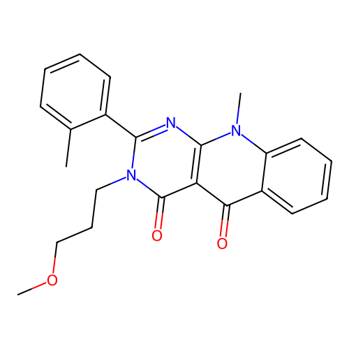3-(3-methoxypropyl)-10-methyl-2-(2-methylphenyl)pyrimido[4,5-b]quinoline-4,5-dione structure