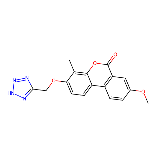8-methoxy-4-methyl-3-(1H-tetrazol-5-ylmethoxy)-6H-benzo[c]chromen-6-one structure