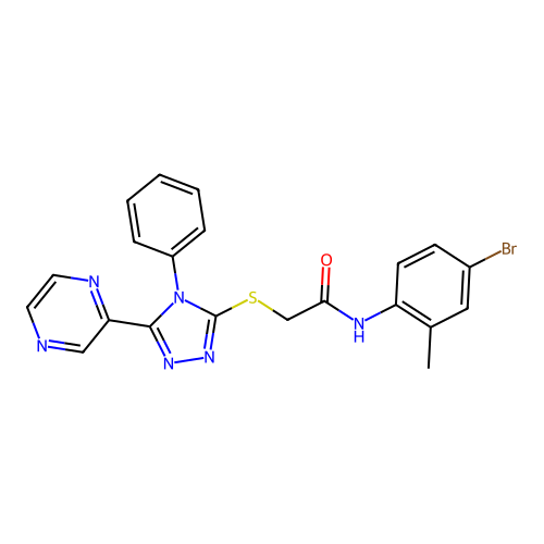 N-(4-bromo-2-methylphenyl)-2-{[4-phenyl-5-(pyrazin-2-yl)-4H-1,2,4-triazol-3-yl]sulfanyl}acetamide structure