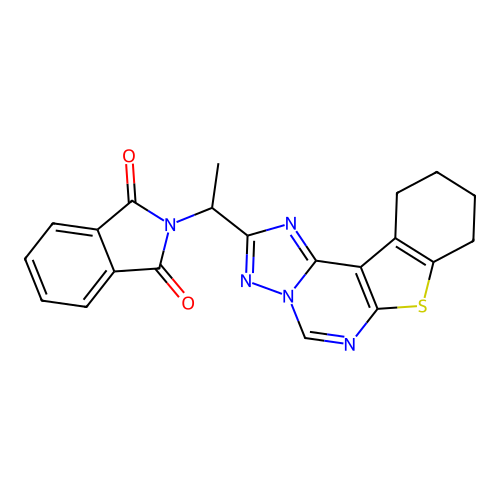 2-[1-(8,9,10,11-tetrahydro[1]benzothieno[3,2-e][1,2,4]triazolo[1,5-c]pyrimidin-2-yl)ethyl]-1H-isoindole-1,3(2H)-dione structure