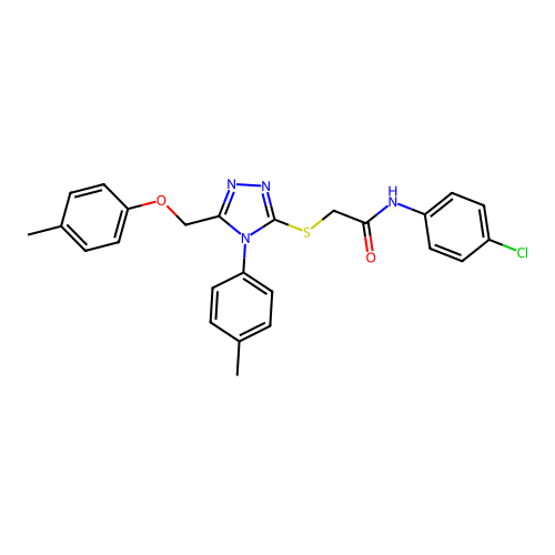 N-(4-chlorophenyl)-2-((4-(p-tolyl)-5-((p-tolyloxy)methyl)-4H-1,2,4-triazol-3-yl)thio)acetamide structure