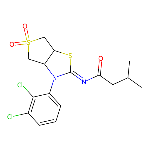 N-[(2Z)-3-(2,3-dichlorophenyl)-5,5-dioxidotetrahydrothieno[3,4-d][1,3]thiazol-2(3H)-ylidene]-3-methylbutanamide structure