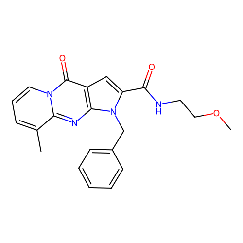 1-benzyl-N-(2-methoxyethyl)-9-methyl-4-oxo-1,4-dihydropyrido[1,2-a]pyrrolo[2,3-d]pyrimidine-2-carboxamide structure