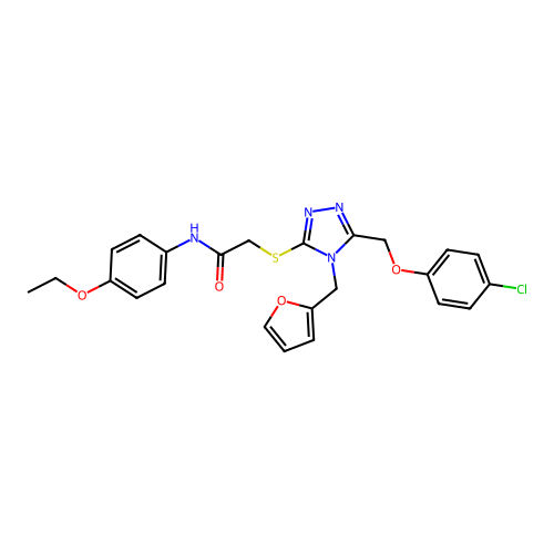 2-((5-((4-chlorophenoxy)methyl)-4-(furan-2-ylmethyl)-4H-1,2,4-triazol-3-yl)thio)-N-(4-ethoxyphenyl)acetamide structure