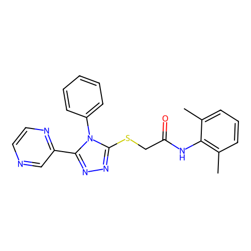 N-(2,6-dimethylphenyl)-2-{[4-phenyl-5-(pyrazin-2-yl)-4H-1,2,4-triazol-3-yl]sulfanyl}acetamide structure