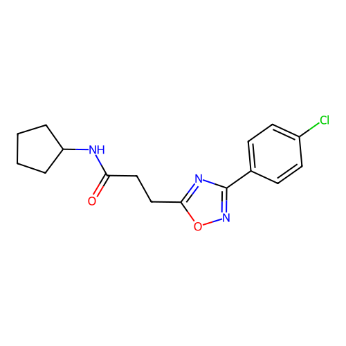 3-[3-(4-chlorophenyl)-1,2,4-oxadiazol-5-yl]-N-cyclopentylpropanamide structure