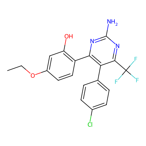 2-[2-Amino-5-(4-chlorophenyl)-6-(trifluoromethyl)pyrimidin-4-yl]-5-ethoxyphenol structure