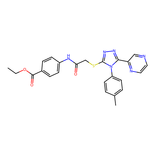 Ethyl 4-[[2-[[4-(4-methylphenyl)-5-pyrazin-2-yl-1,2,4-triazol-3-yl]sulfanyl]acetyl]amino]benzoate structure