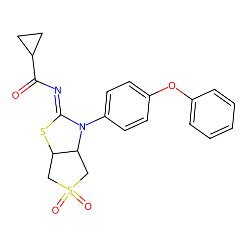 N-[(2Z)-5,5-dioxido-3-(4-phenoxyphenyl)tetrahydrothieno[3,4-d][1,3]thiazol-2(3H)-ylidene]cyclopropanecarboxamide structure