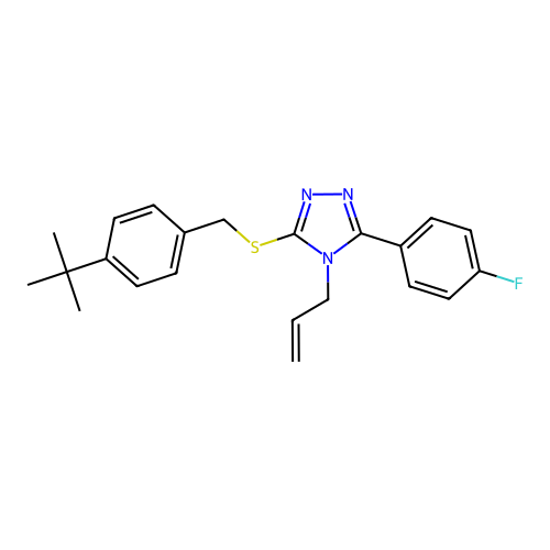 3-[(4-tert-butylphenyl)methylsulfanyl]-5-(4-fluorophenyl)-4-prop-2-enyl-1,2,4-triazole structure