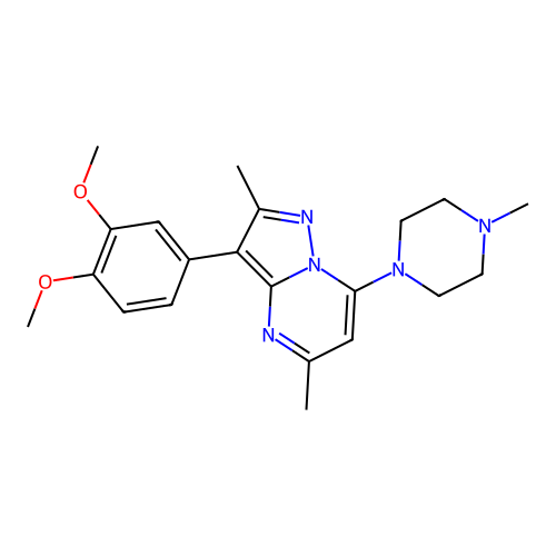 3-(3,4-dimethoxyphenyl)-2,5-dimethyl-7-(4-methylpiperazin-1-yl)pyrazolo[1,5-a]pyrimidine structure