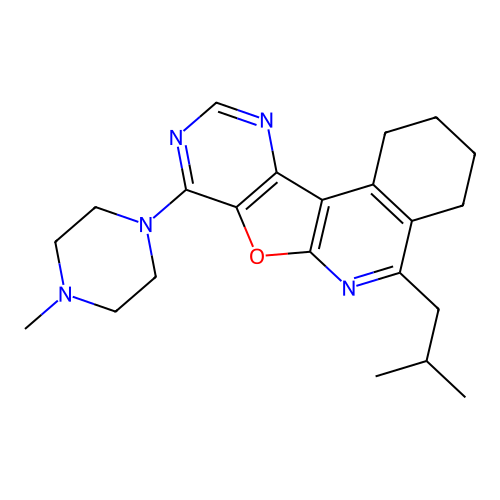 5-isobutyl-8-(4-methylpiperazin-1-yl)-1,2,3,4-tetrahydropyrimido[4',5':4,5]furo[2,3-c]isoquinoline structure