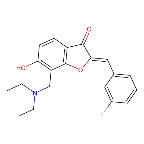 (Z)-7-((diethylamino)methyl)-2-(3-fluorobenzylidene)-6-hydroxybenzofuran-3(2H)-one structure