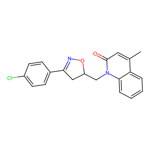 1-[[3-(4-Chlorophenyl)-4,5-dihydroisoxazol-5-yl]methyl]-4-methyl-2-quinolinone structure