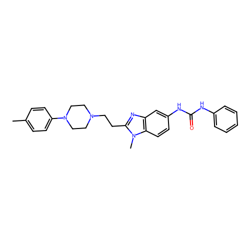 1-[1-methyl-2-[2-[4-(4-methylphenyl)piperazin-1-yl]ethyl]benzimidazol-5-yl]-3-phenylurea structure