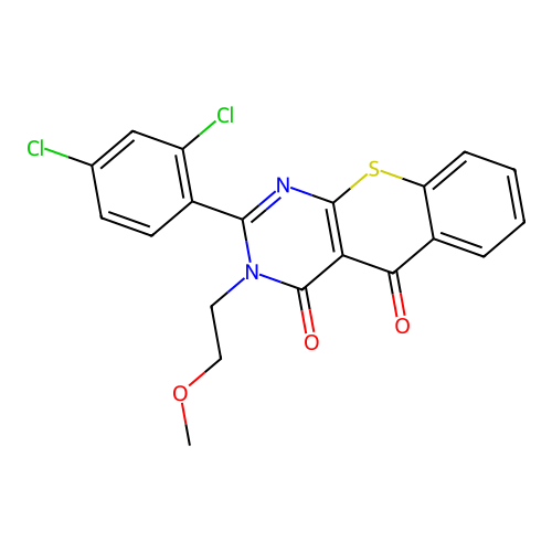 2-(2,4-dichlorophenyl)-3-(2-methoxyethyl)-3H-thiochromeno[2,3-d]pyrimidine-4,5-dione structure