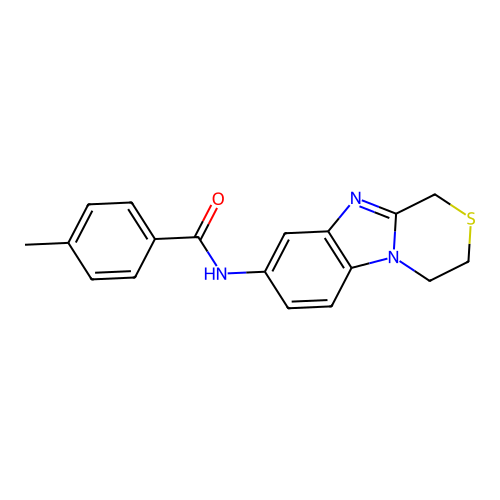 N-(3,4-dihydro-1H-[1,4]thiazino[4,3-a]benzimidazol-8-yl)-4-methylbenzamide structure