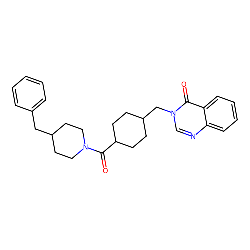 3-({4-[(4-benzylpiperidin-1-yl)carbonyl]cyclohexyl}methyl)quinazolin-4(3H)-one structure