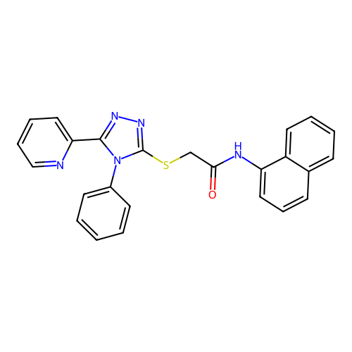 N-(naphthalen-1-yl)-2-{[4-phenyl-5-(pyridin-2-yl)-4H-1,2,4-triazol-3-yl]sulfanyl}acetamide structure