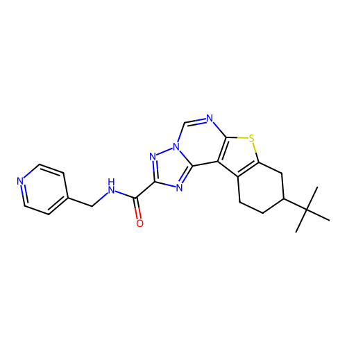 9-(tert-butyl)-N-(pyridin-4-ylmethyl)-8,9,10,11-tetrahydrobenzo[4,5]thieno[3,2-e][1,2,4]triazolo[1,5-c]pyrimidine-2-carboxamide structure