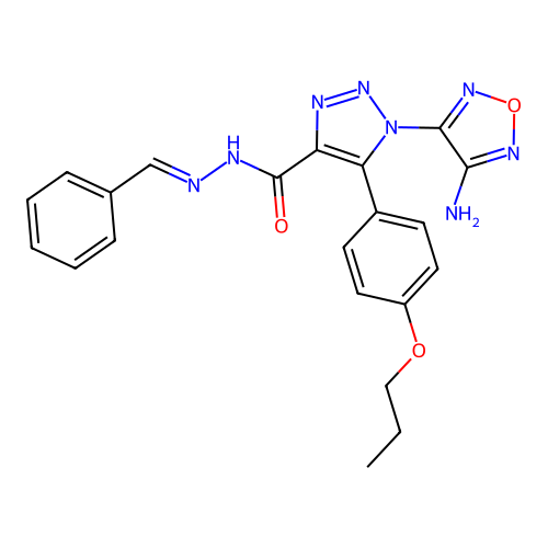 (E)-1-(4-amino-1,2,5-oxadiazol-3-yl)-N'-benzylidene-5-(4-propoxyphenyl)-1H-1,2,3-triazole-4-carbohydrazide structure