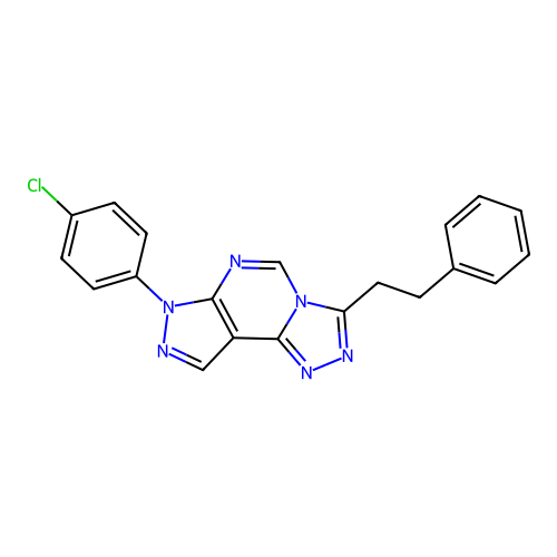 10-(4-chlorophenyl)-5-(2-phenylethyl)-3,4,6,8,10,11-hexaazatricyclo[7.3.0.0^{2,6}]dodeca-1(9),2,4,7,11-pentaene structure