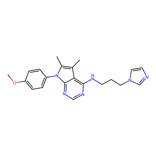 N-(3-imidazol-1-ylpropyl)-7-(4-methoxyphenyl)-5,6-dimethylpyrrolo[2,3-d]pyrimidin-4-amine structure