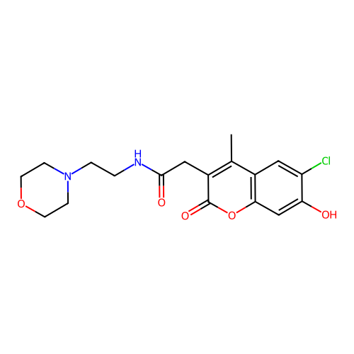 2-(6-chloro-7-hydroxy-4-methyl-2-oxo-2H-chromen-3-yl)-N-(2-morpholinoethyl)acetamide structure