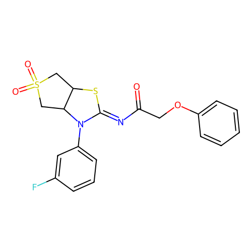 (Z)-N-(3-(3-fluorophenyl)-5,5-dioxidotetrahydrothieno[3,4-d]thiazol-2(3H)-ylidene)-2-phenoxyacetamide structure