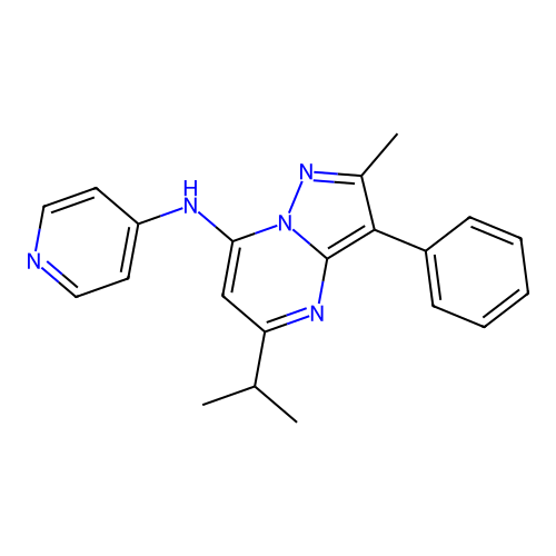 5-isopropyl-2-methyl-3-phenyl-N-(pyridin-4-yl)pyrazolo[1,5-a]pyrimidin-7-amine structure