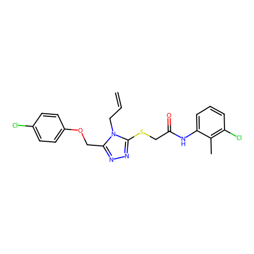 N-(3-chloro-2-methylphenyl)-2-({5-[(4-chlorophenoxy)methyl]-4-(prop-2-en-1-yl)-4H-1,2,4-triazol-3-yl}sulfanyl)acetamide structure