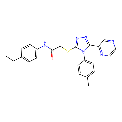 N-(4-ethylphenyl)-2-[[4-(4-methylphenyl)-5-pyrazin-2-yl-1,2,4-triazol-3-yl]sulfanyl]acetamide structure