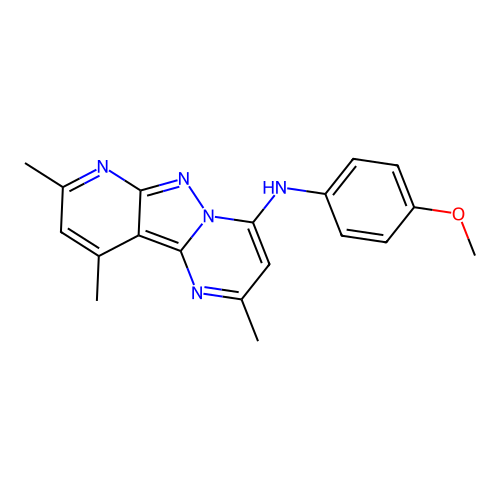 N-(4-methoxyphenyl)-2,8,10-trimethylpyrido[2',3':3,4]pyrazolo[1,5-a]pyrimidin-4-amine structure
